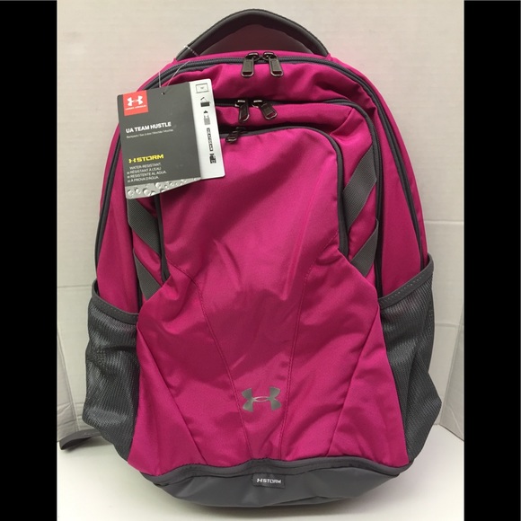 UA Team Hustle Under Armour Storm Backpack Pink - Picture 3 of 8